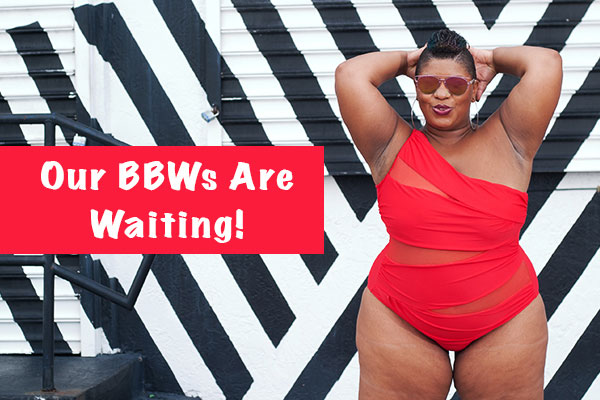 BBW in red swimsuit