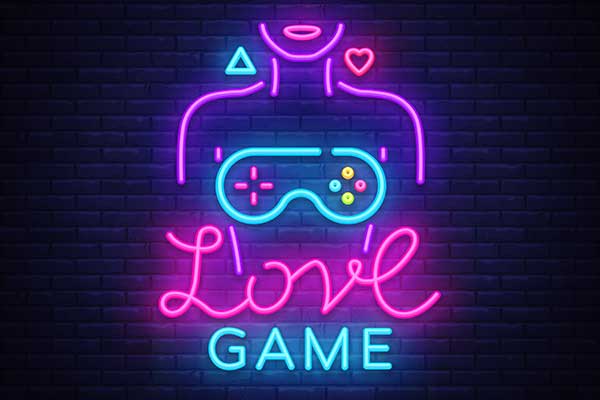neon love game sign